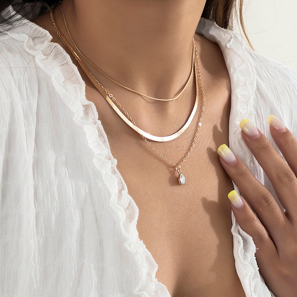 Sweet Cool Simple Metal Niche Water Drop Necklace